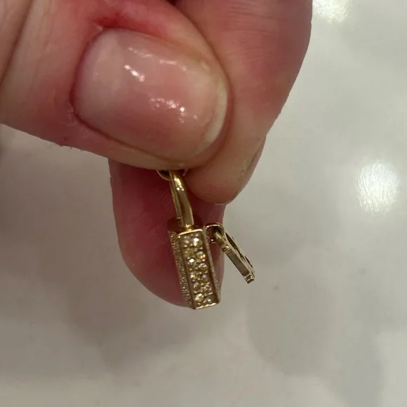 Christian Dior Golden Rhinestone Encrusted Padlock Necklace w/ Dior charm